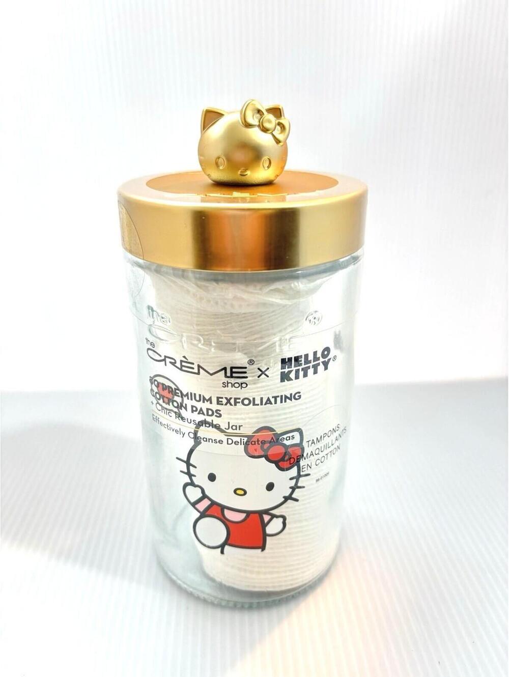 The Crème Shop x Hello Kitty Exfoliating Cotton Pads in Reusable Glass Jar